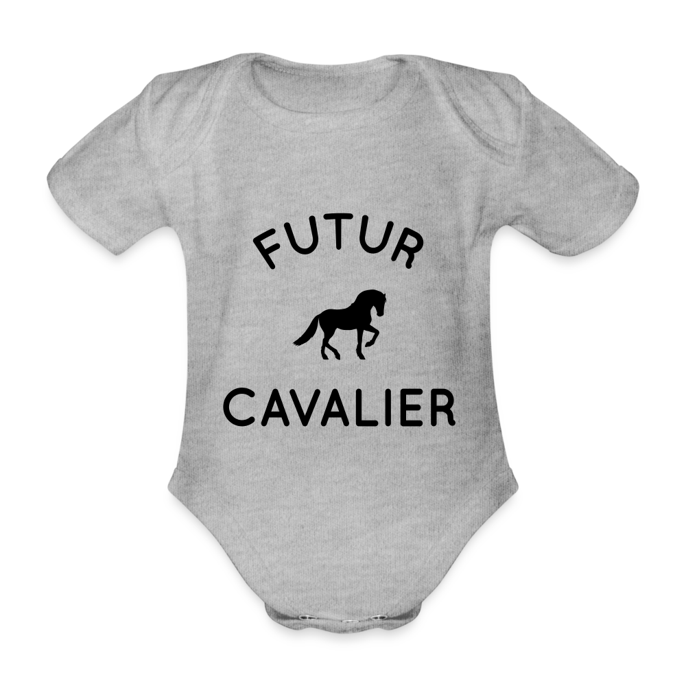 Body Bébé bio manches courtes - Futur cavalier - gris chiné