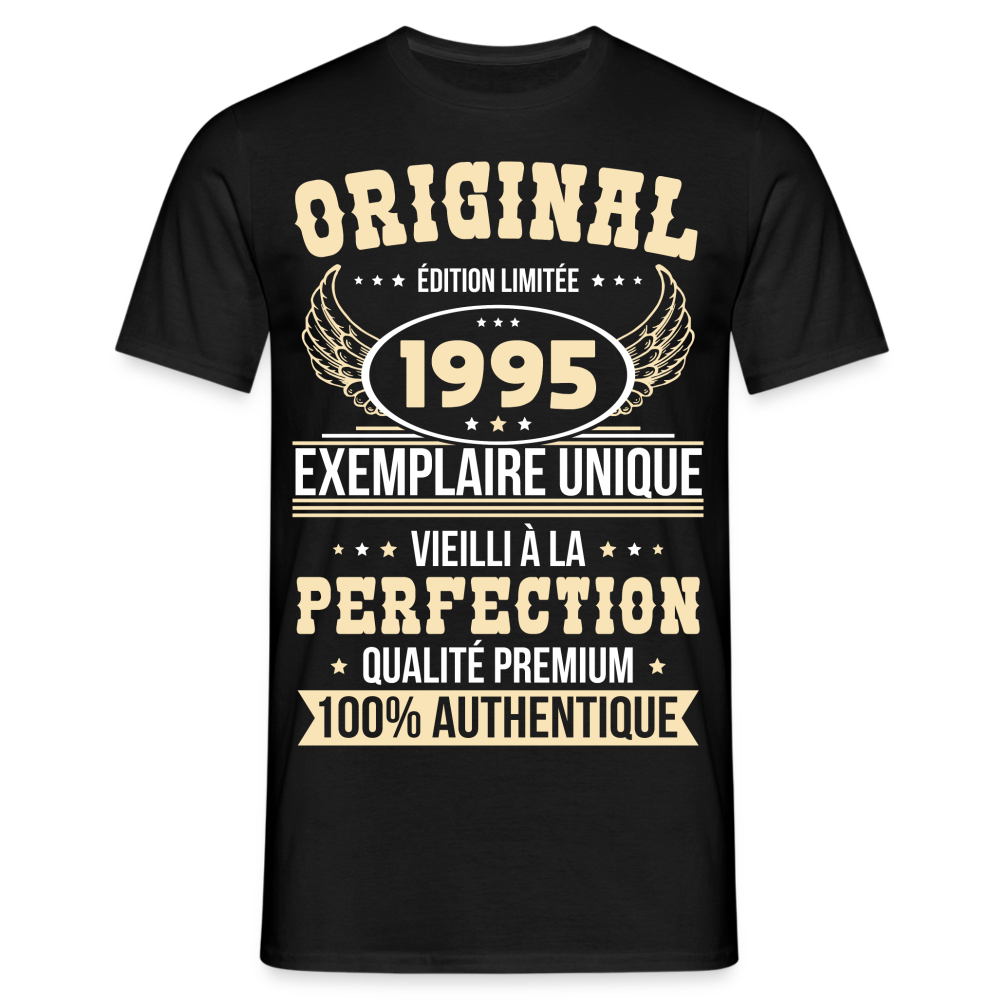 T-shirt Homme - Anniversaire 30 Ans - Original 1995 - noir