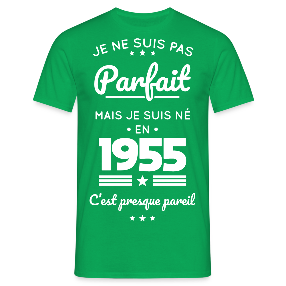 T-shirt Homme - Anniversaire 70 Ans - Pas parfait mais né en 1955 - vert