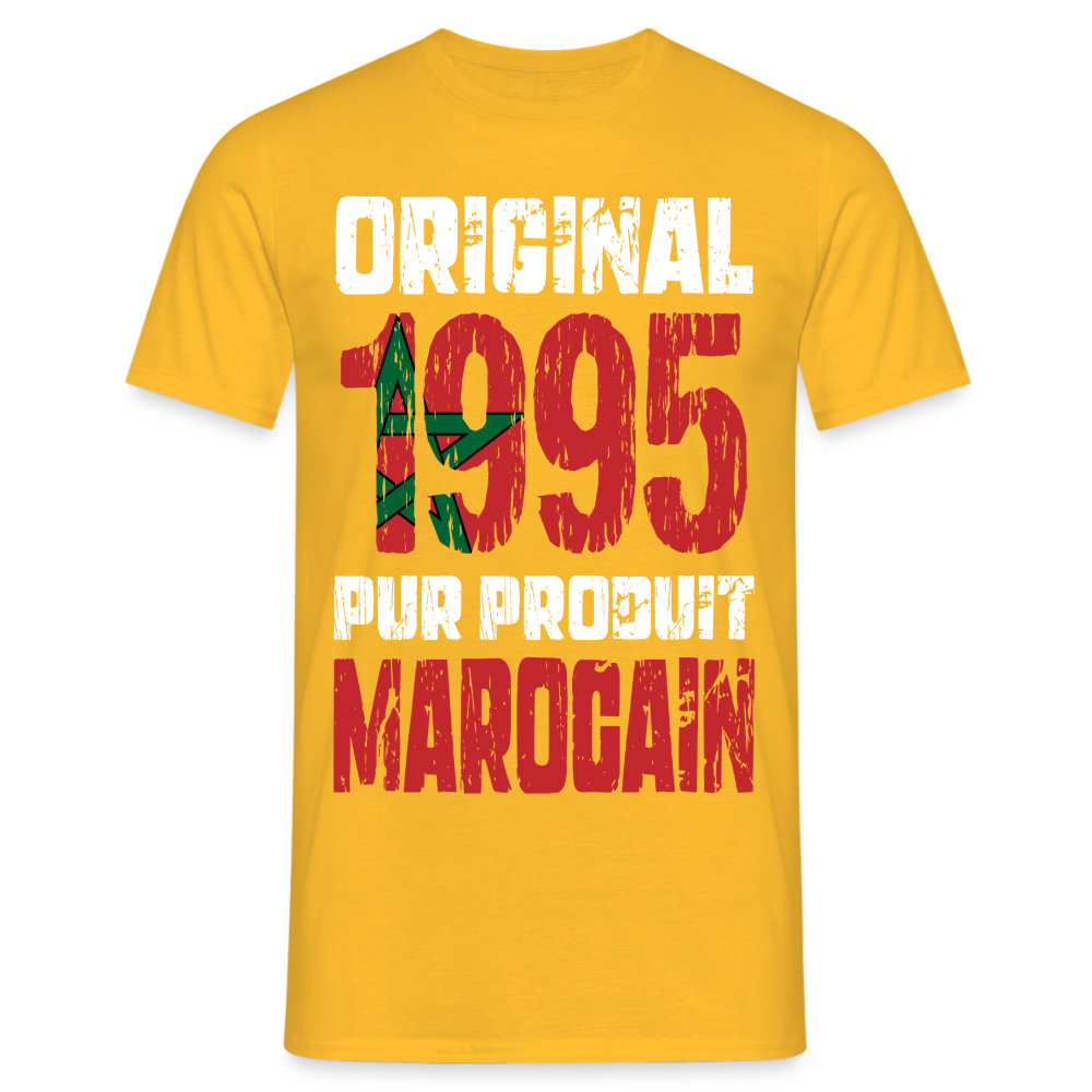 T-shirt Homme - Anniversaire 30 Ans - Original 1995 - Pur produit Marocain - jaune