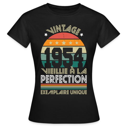 T-shirt Femme - Anniversaire 71 Ans - Vintage 1954 - noir