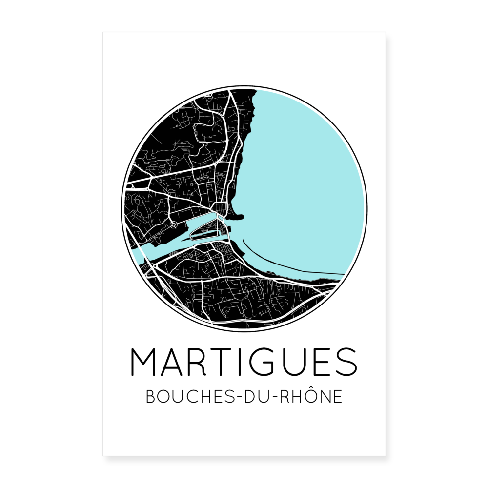 Poster Martigues - Plan Martigues - 60 x 90 cm - blanc