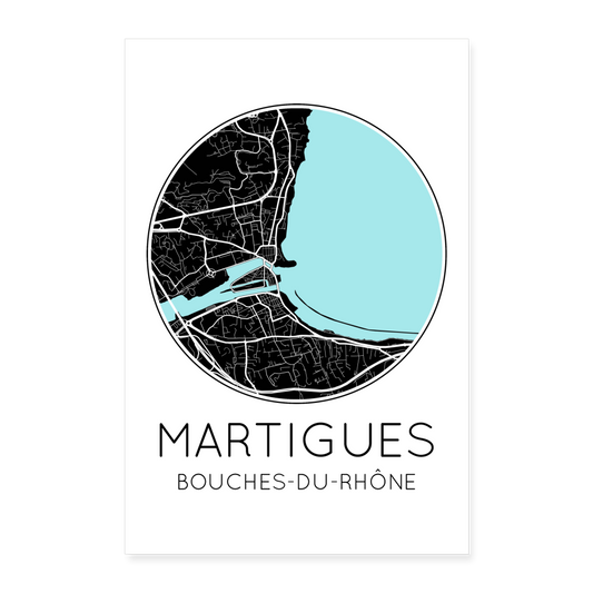 Poster Martigues - Plan Martigues - 60 x 90 cm - blanc