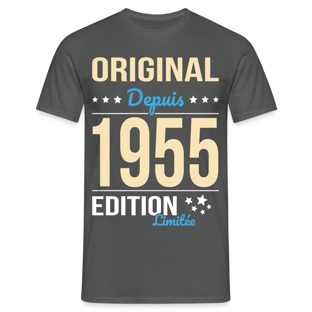 T-shirt Homme - Anniversaire 70 Ans - Original depuis 1955 - charbon