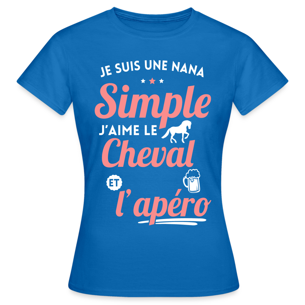 T-shirt Femme - J'aime le cheval et l'apéro - bleu royal