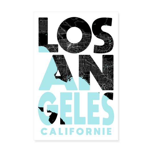 Poster Los Angeles - Plan Los Angeles - 20 x 30 cm - blanc