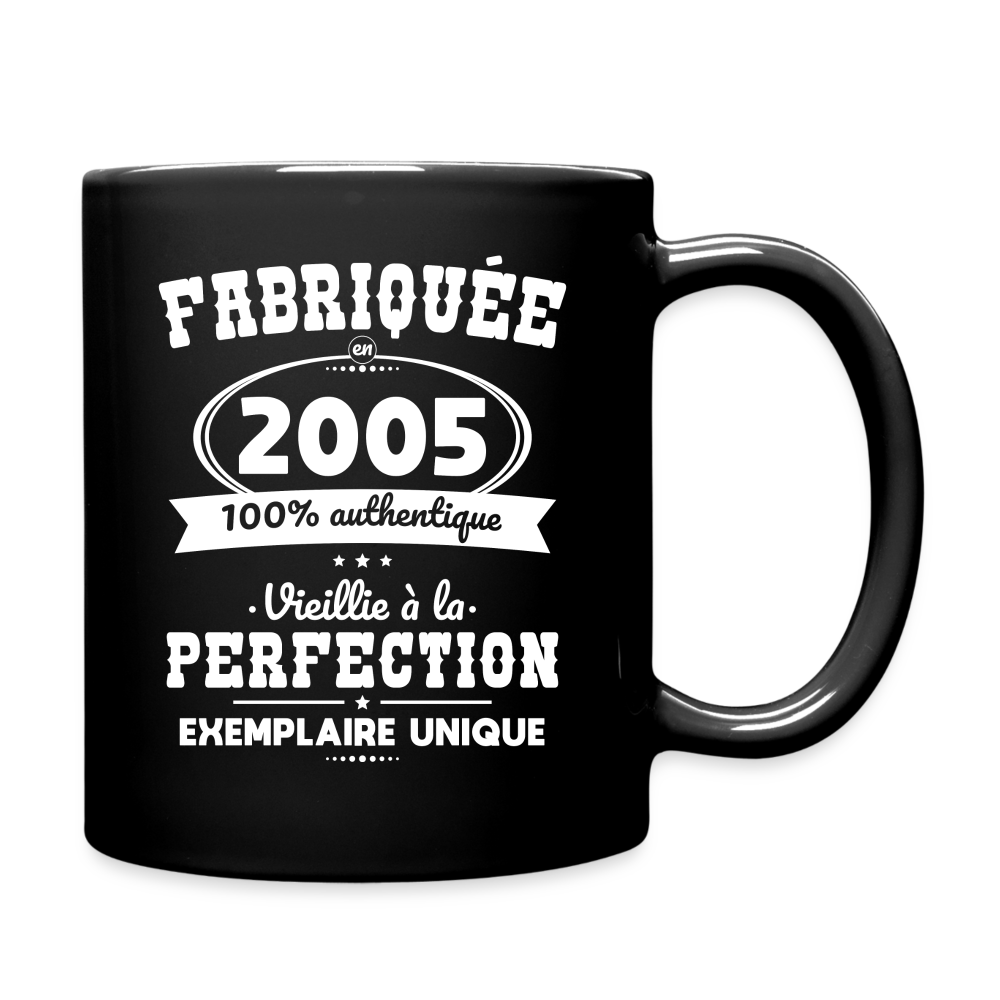 Mug uni - Anniversaire 20 Ans - Fabriquée en 2005 - noir