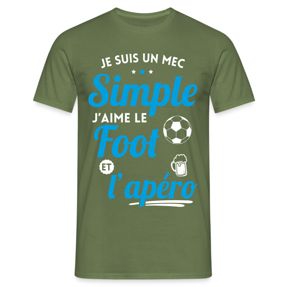 T-shirt Homme -  J'aime le foot et l'apéro - vert militaire