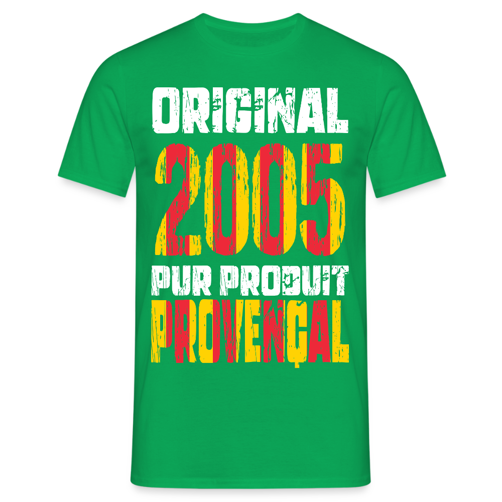 T-shirt Homme - Anniversaire 20 Ans - Original 2005 - Pur produit Provençal - vert