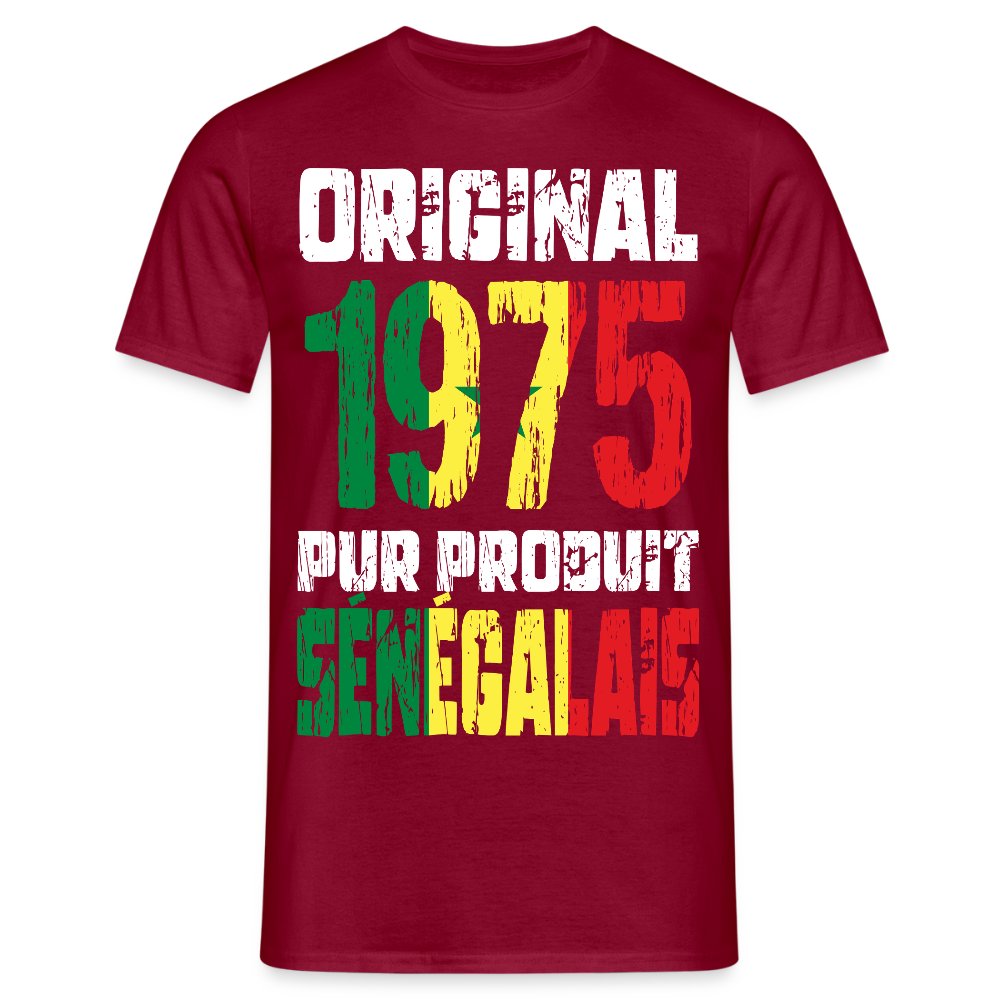 T-shirt Homme - Anniversaire 50 Ans - Original 1975 - Pur produit Sénégalais - rouge brique