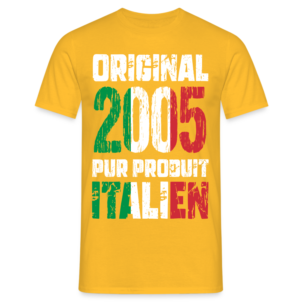 T-shirt Homme - Anniversaire 20 Ans - Original 2005 - Pur produit Italien - jaune