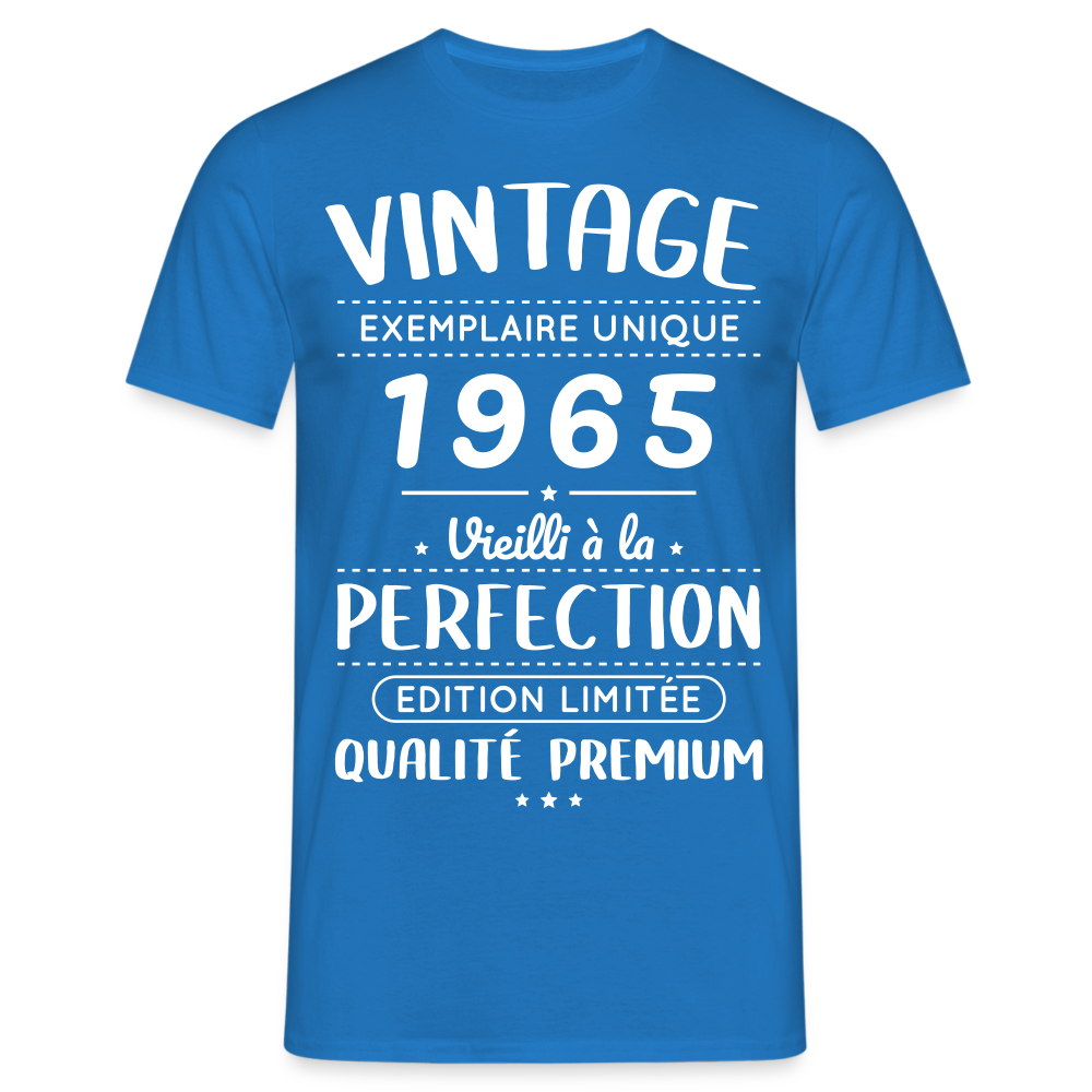 T-shirt Homme - Anniversaire 60 Ans - Vintage 1965 - bleu royal