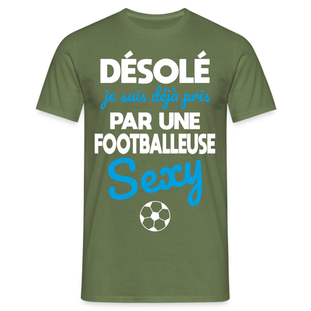 T-shirt Homme - Je déjà pris par une footballeuse sexy - vert militaire