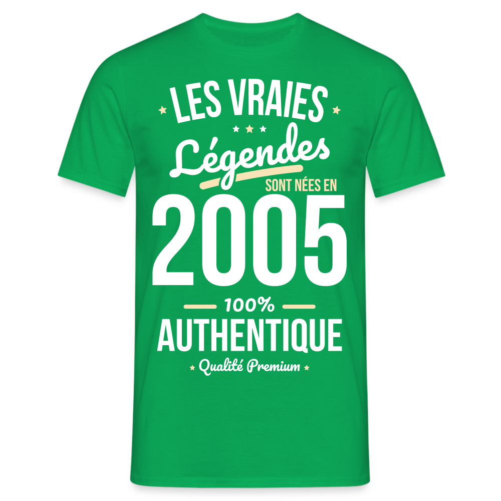 T-shirt Homme - Anniversaire 20 Ans - Les vraies Légendes sont nées en 2005 - vert