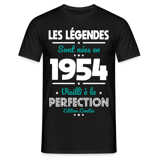 T-shirt Homme - Anniversaire 71 Ans - Les Légendes sont nées en 1954 - noir