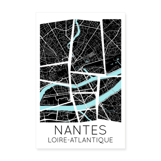 Poster Nantes - Plan Nantes - 20 x 30 cm - blanc