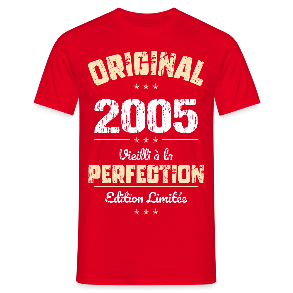 T-shirt Homme - Anniversaire 20 Ans - Original 2005 - rouge