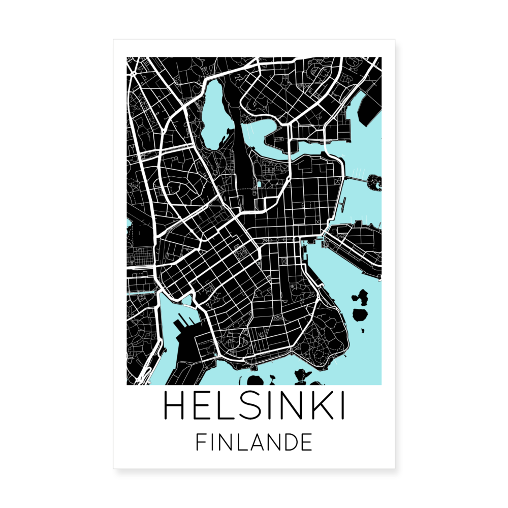 Poster Helsinki - Plan Helsinki - 20 x 30 cm - blanc