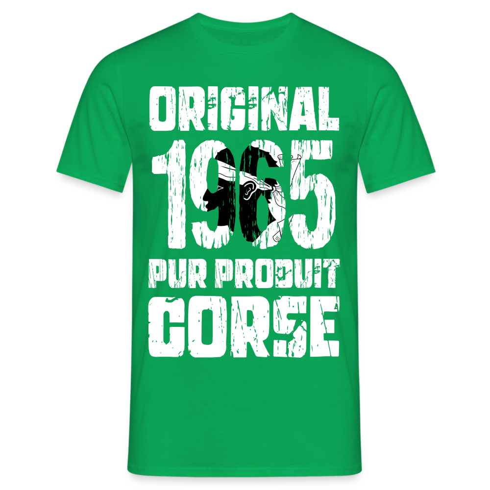 T-shirt Homme - Anniversaire 60 Ans - Original 1965 - Pur produit Corse - vert