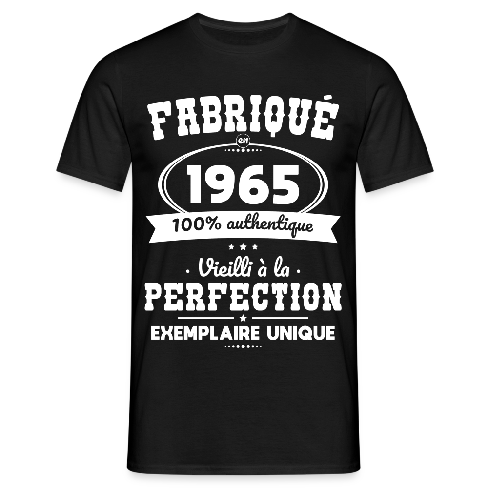 T-shirt Homme - Anniversaire 60 Ans - Fabriqué en 1965 - noir