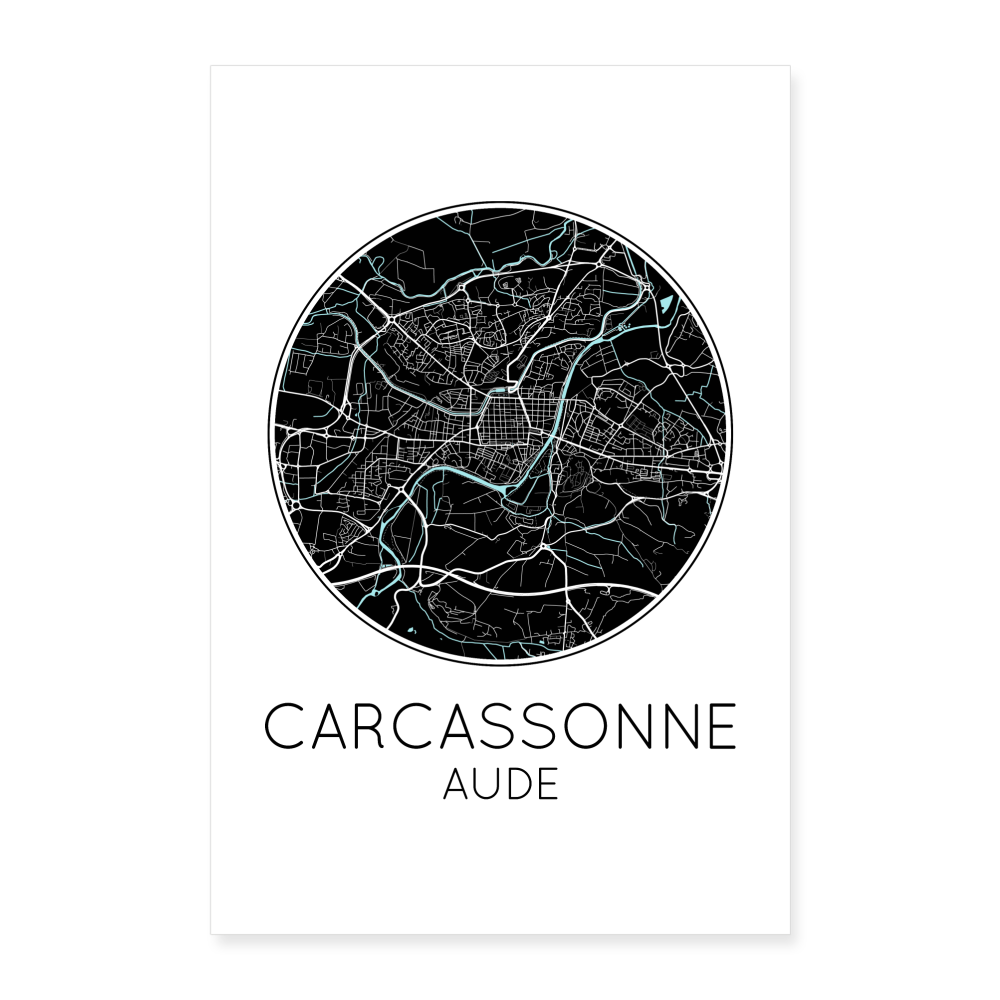 Poster Carcassonne - Plan Carcassonne - 40 x 60 cm - blanc