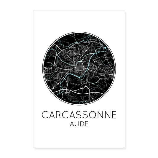 Poster Carcassonne - Plan Carcassonne - 40 x 60 cm - blanc