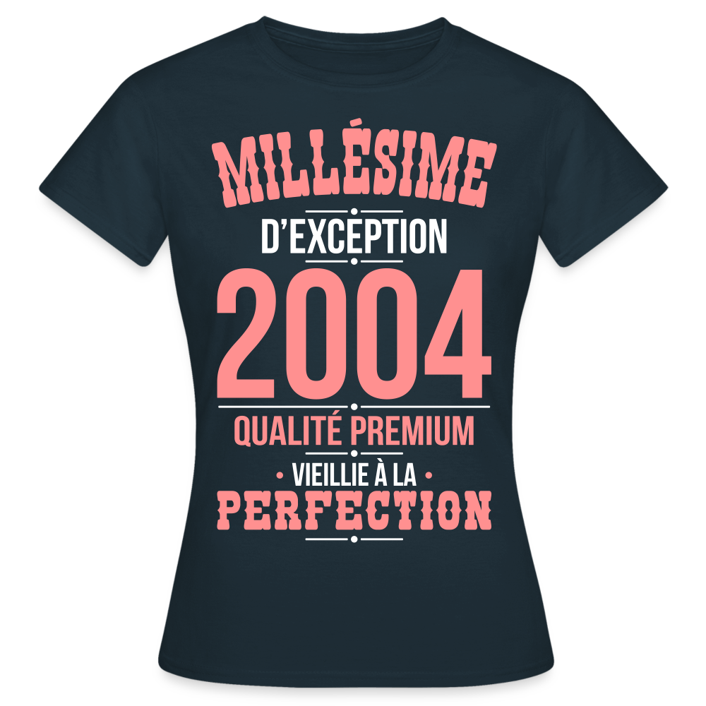 T-shirt Femme - Anniversaire 21 Ans - Millésime 2004 - marine