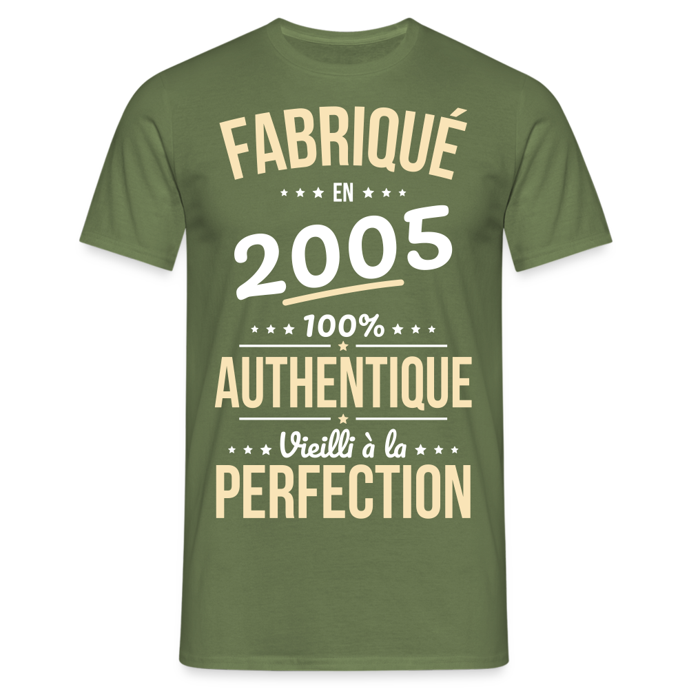 T-shirt Homme - Anniversaire 20 Ans - Fabriqué en 2005 - vert militaire