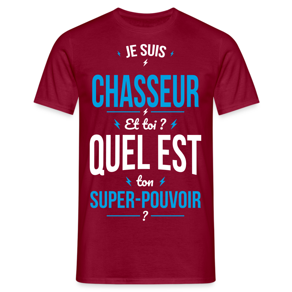 T-shirt Homme - Je suis chasseur - Super-pouvoir - rouge brique