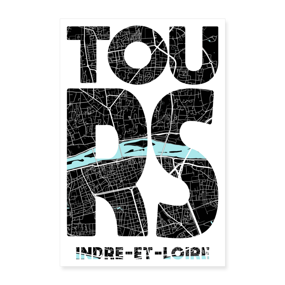 Poster Tours - Plan Tours - 60 x 90 cm - blanc