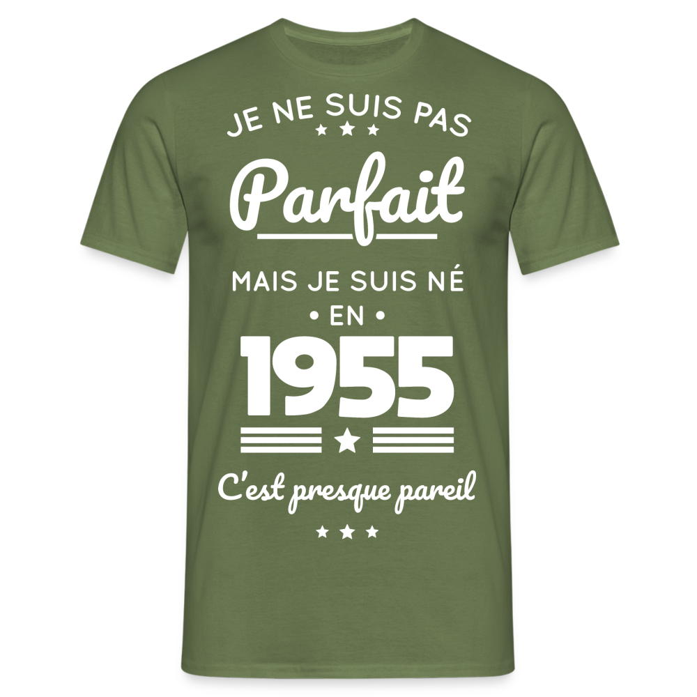 T-shirt Homme - Anniversaire 70 Ans - Pas parfait mais né en 1955 - vert militaire