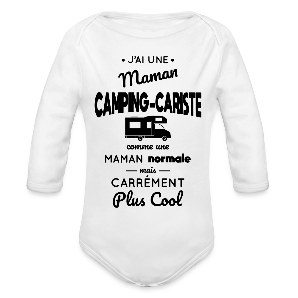 Body Bébé bio manches longues - J'ai une maman camping-cariste - blanc