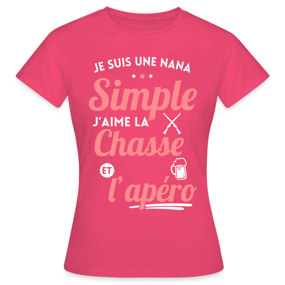 T-shirt Femme - J'aime la chasse et l'apéro - rose azalée