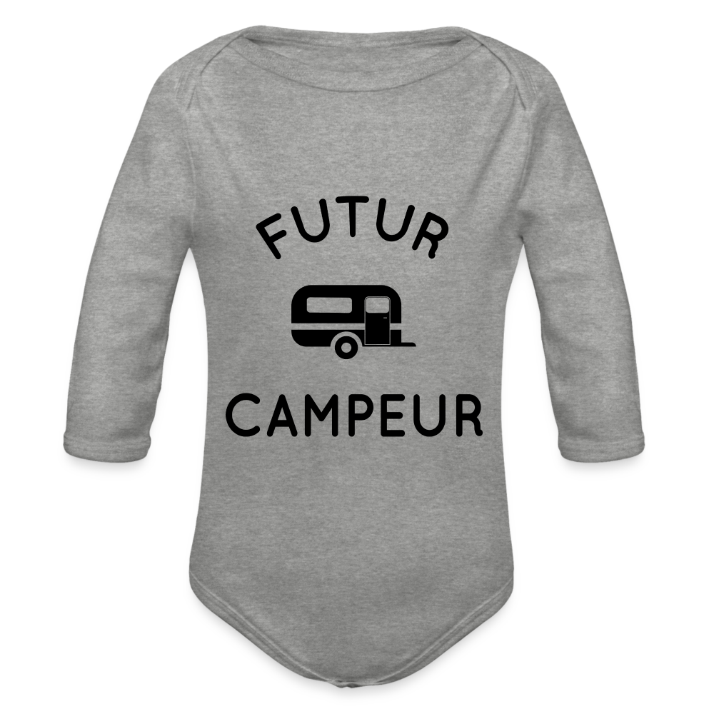 Body Bébé bio manches longues - Futur campeur - gris chiné