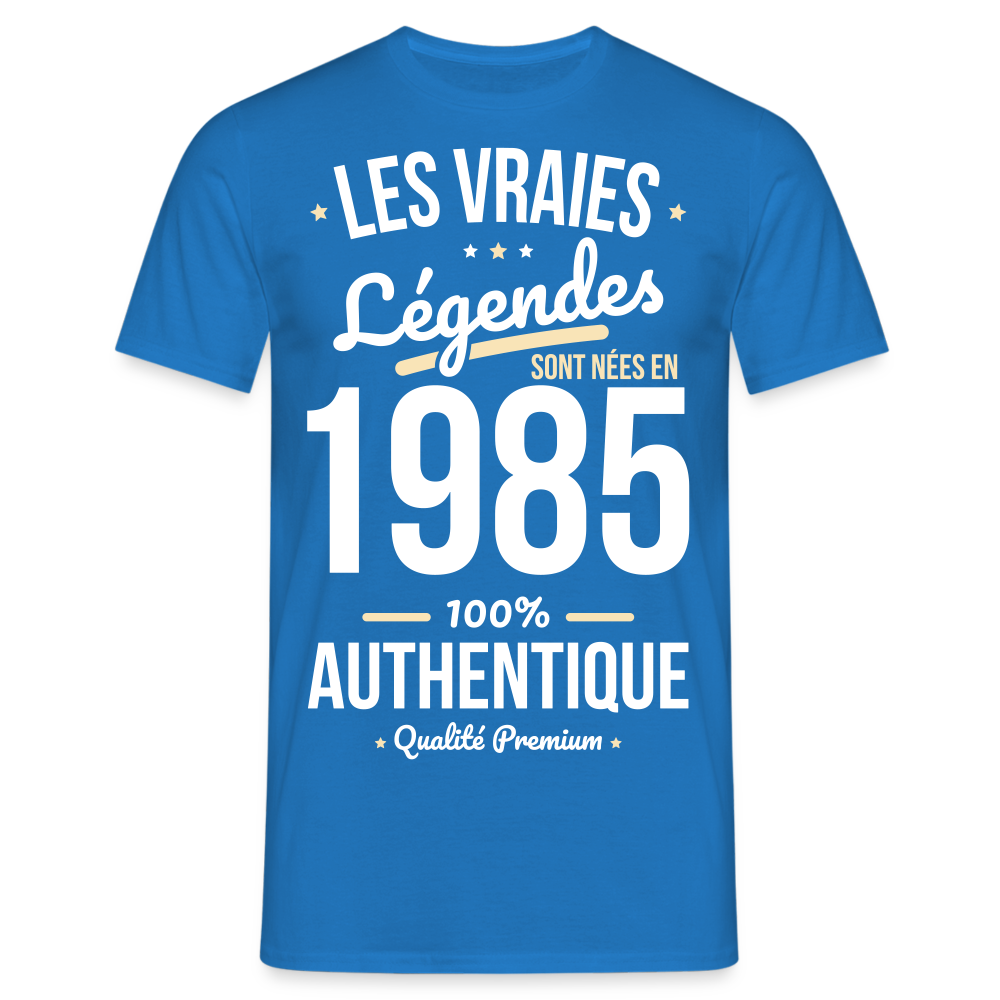 T-shirt Homme - Anniversaire 40 Ans - Les vraies Légendes sont nées en 1985 - bleu royal