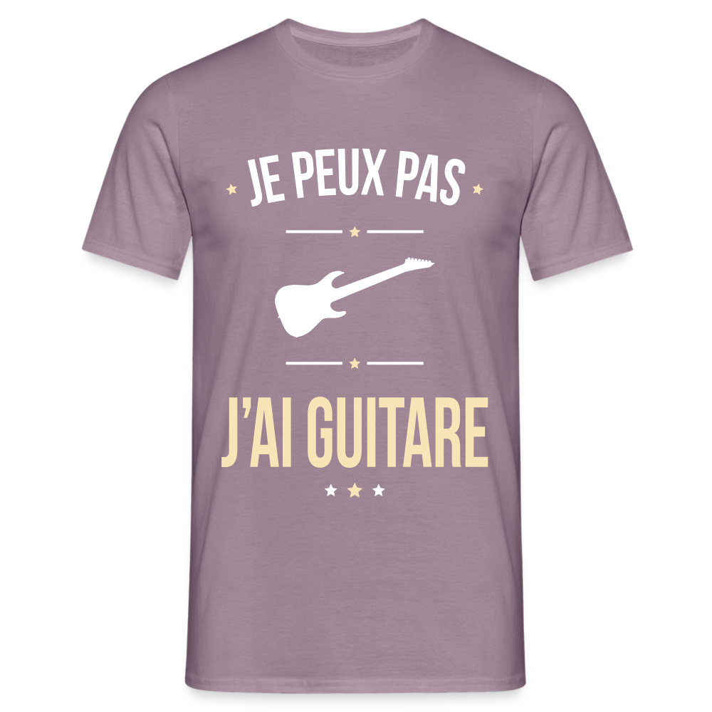 T-shirt Homme - Je peux pas j'ai Guitare - mauve gris 