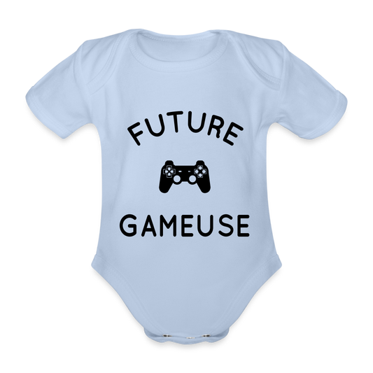 Body Bébé bio manches courtes - Future gameuse - ciel