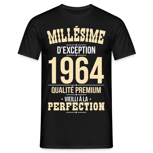 T-shirt Homme - Anniversaire 61 Ans - Millésime 1964 - noir