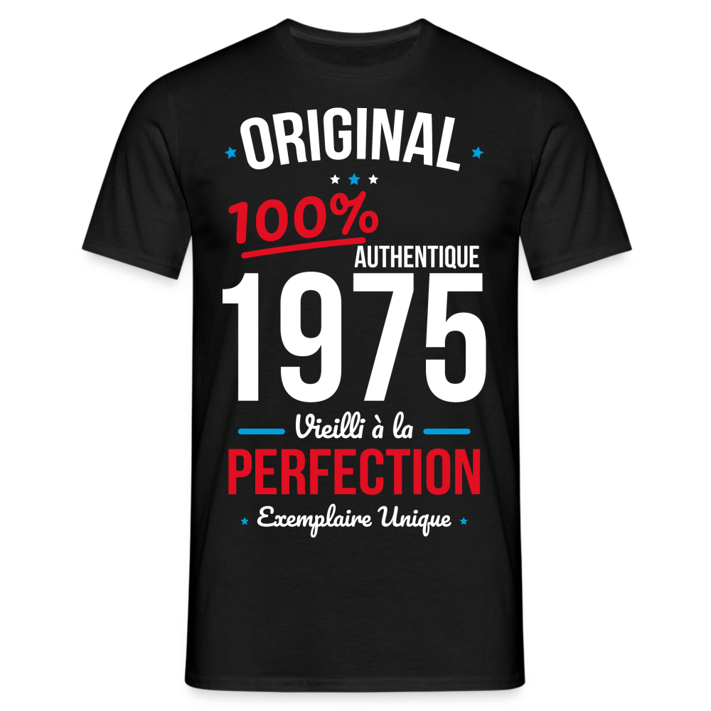 T-shirt Homme - Anniversaire 50 Ans - Original 1975 - noir