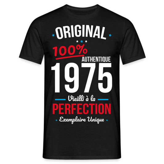 T-shirt Homme - Anniversaire 50 Ans - Original 1975 - noir