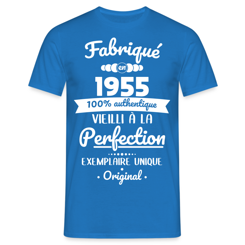 T-shirt Homme - Anniversaire 70 Ans - Fabriqué en 1955 - bleu royal