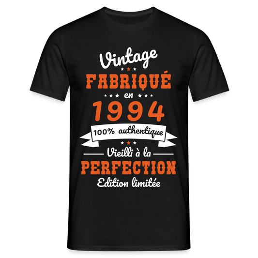 T-shirt Homme - Anniversaire 31 Ans - Vintage Fabriqué en 1994 - noir