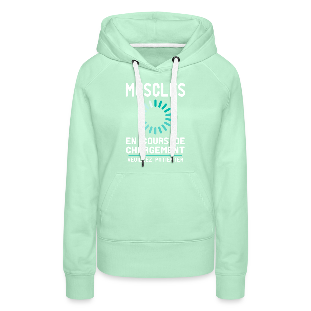 Sweat à capuche Premium Femme - Muscles en cours de chargement - vert clair menthe