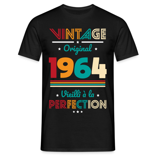 T-shirt Homme - Anniversaire 61 Ans - Vintage Original 1964 - noir