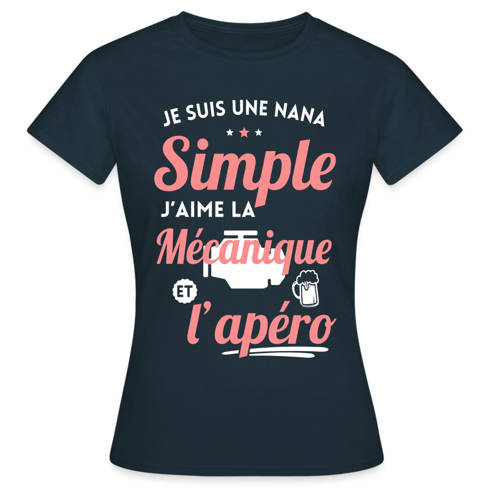 T-shirt Femme - J'aime la mécanique et l'apéro - marine