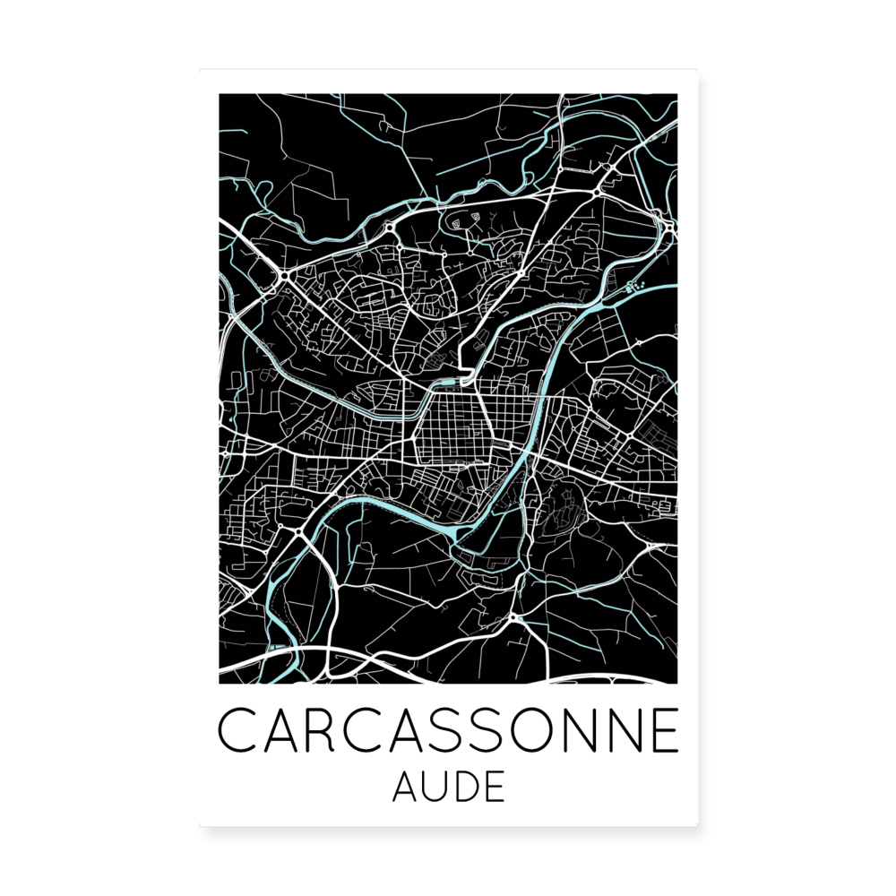 Poster Carcassonne - Plan Carcassonne - 20 x 30 cm - blanc