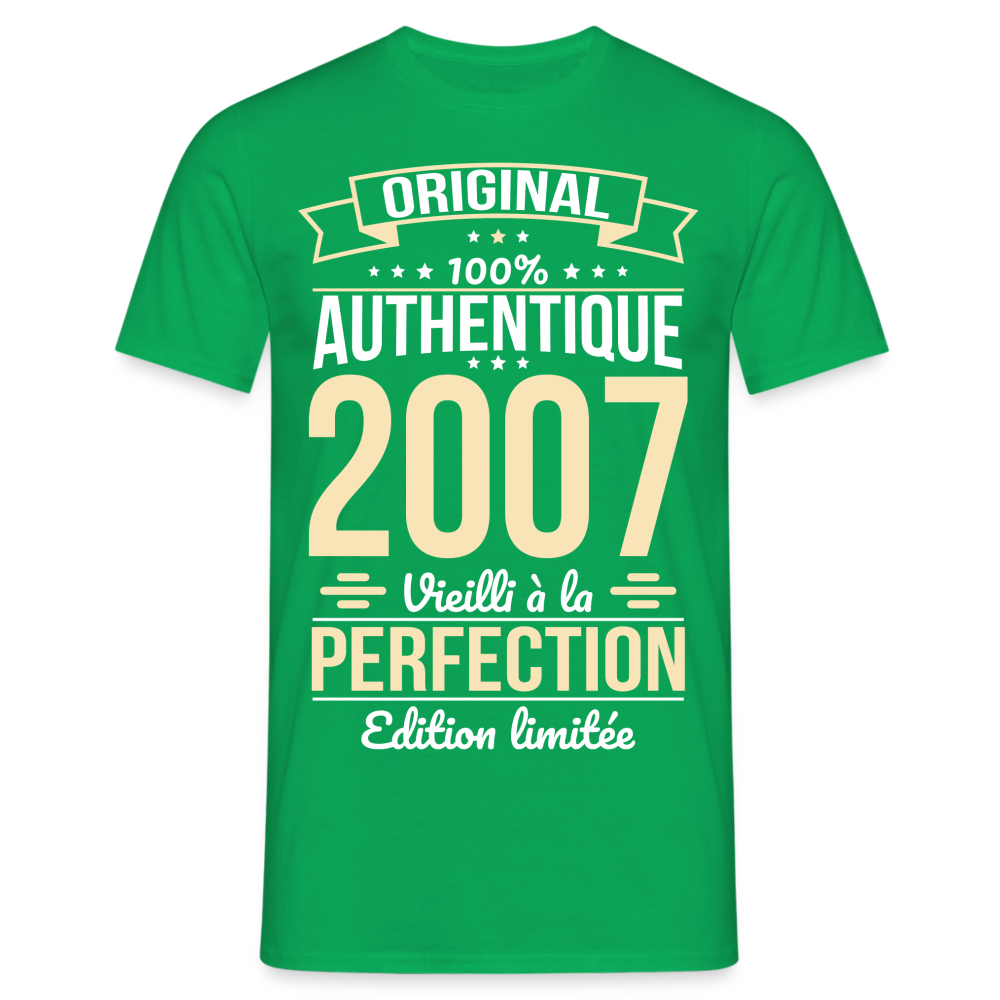 T-shirt Homme - Anniversaire 18 Ans - Original 2007 - vert