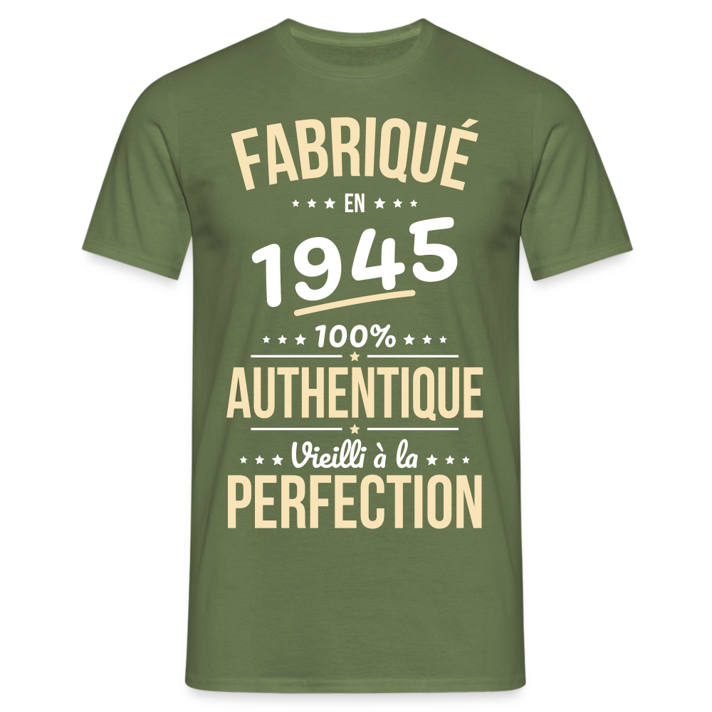 T-shirt Homme - Anniversaire 80 Ans - Fabriqué en 1945 - vert militaire