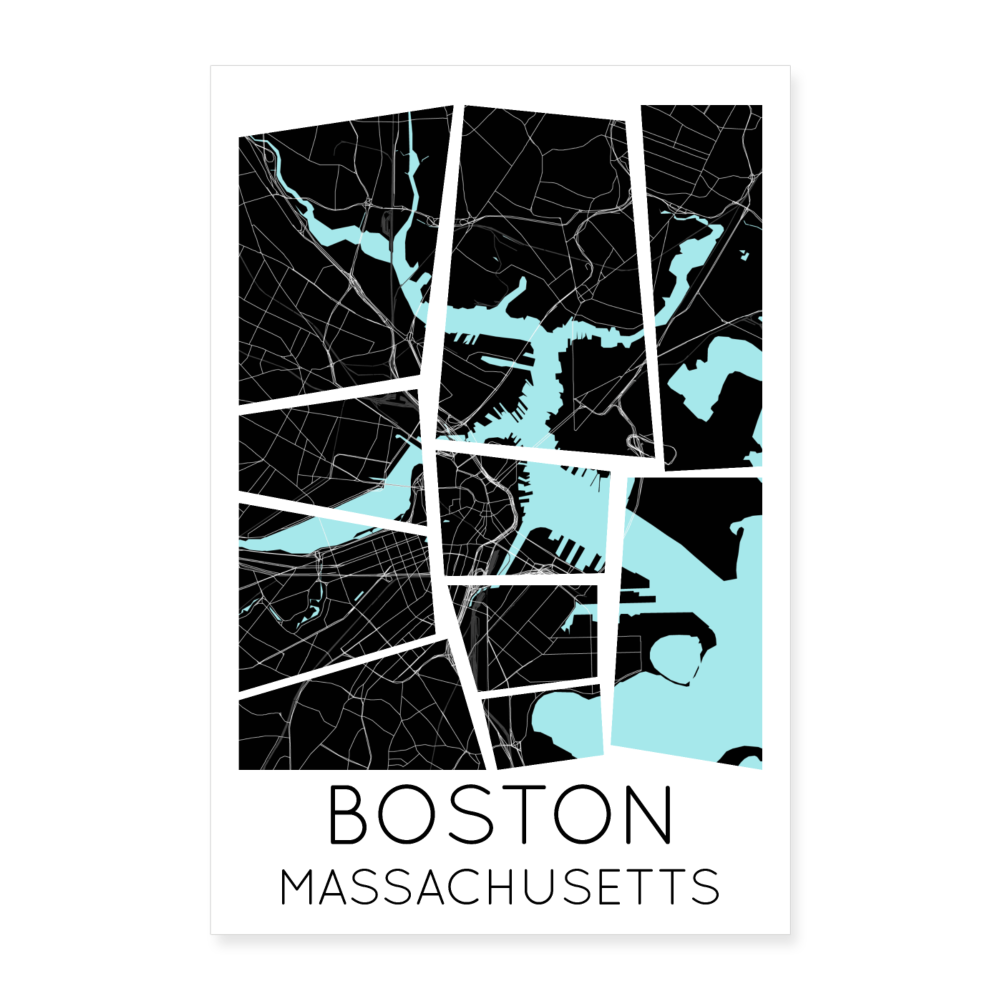 Poster Boston - Plan Boston - 40 x 60 cm - blanc