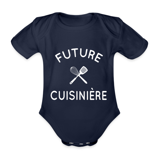 Body Bébé bio manches courtes - Future cuisinière - marine foncé